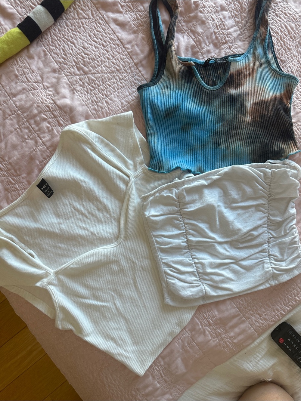 SHEIN Blue & Black Tie-Dye Ribbed Cropped Tank